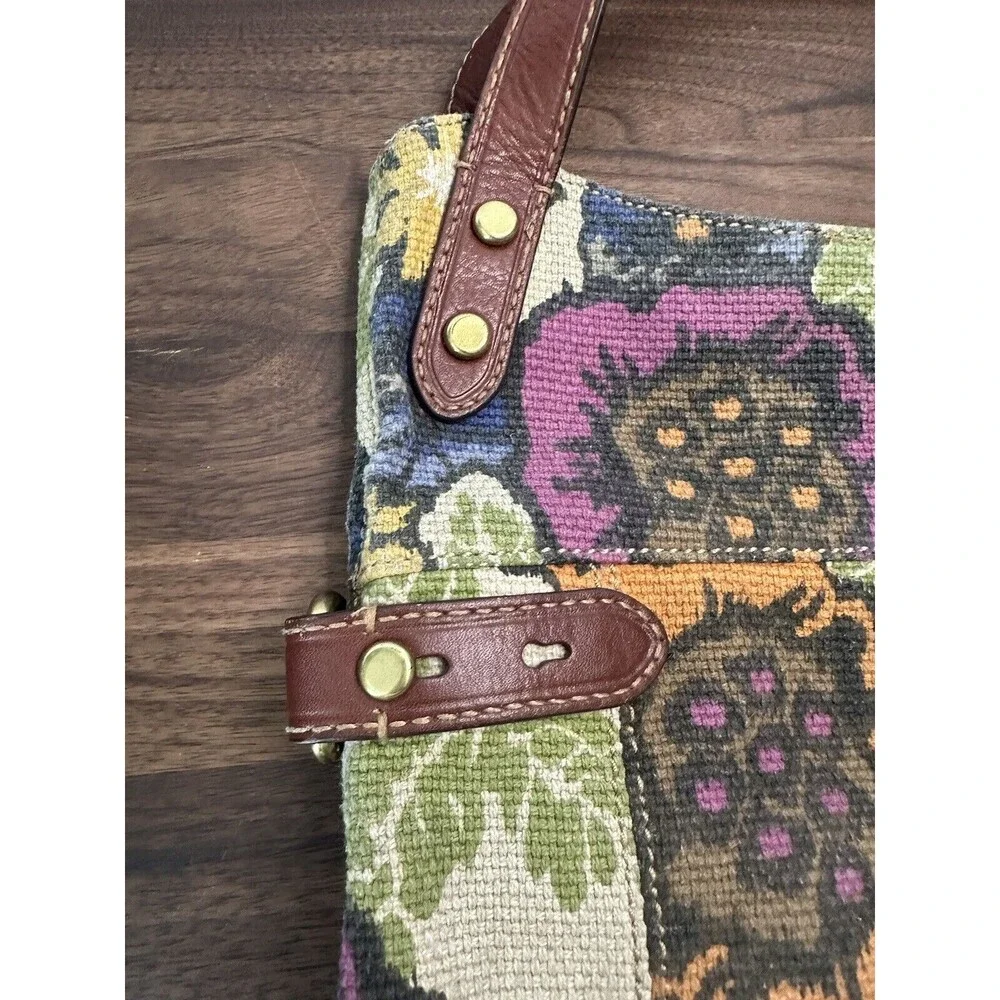 Fossil Long Live Vintage Floral Canvas Tote Hobo Purse Flowers